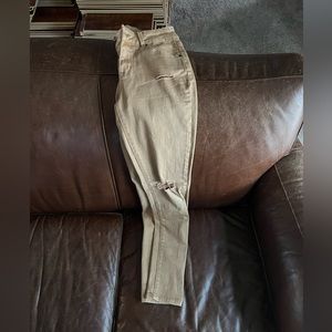 Women's Maurices Sz 4Long Skinny Khaki Distressed Jeans
